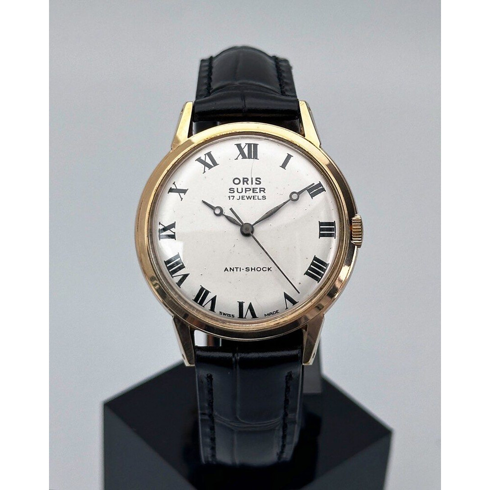 34mm 1950s Gold Plated Oris Super 17 Jewels Anti Shock Manual Winding E S Watches